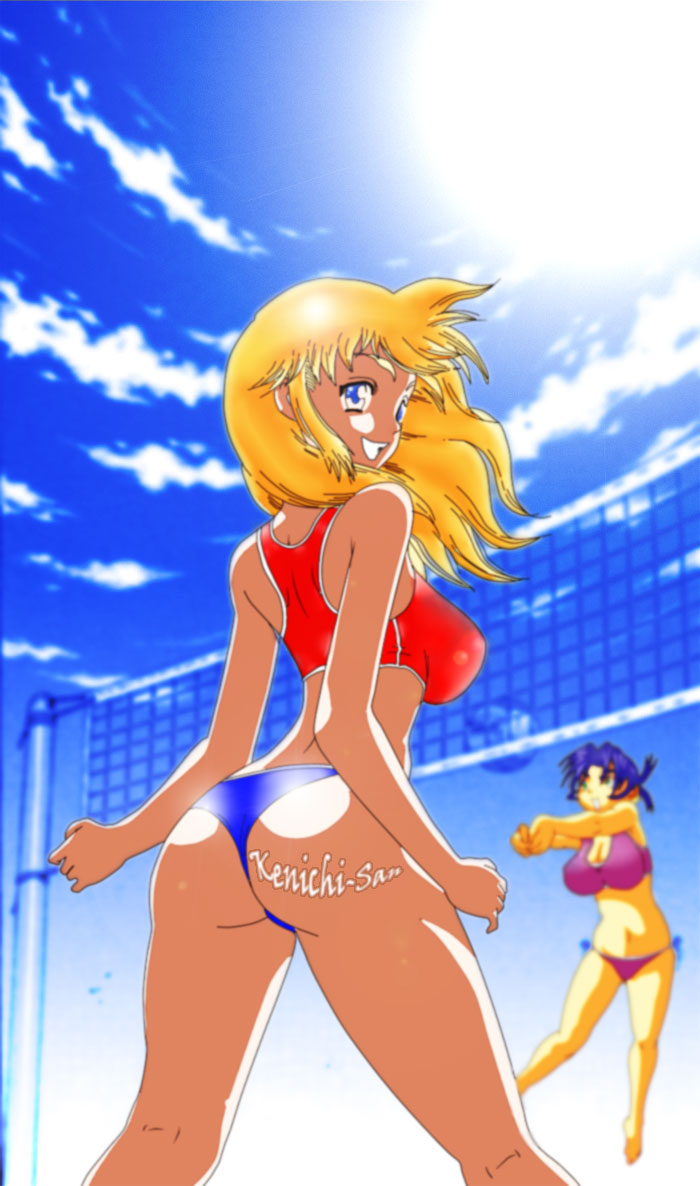 Miu and Renka Playing Volleyball