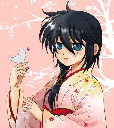 Chikage With a Small Bird